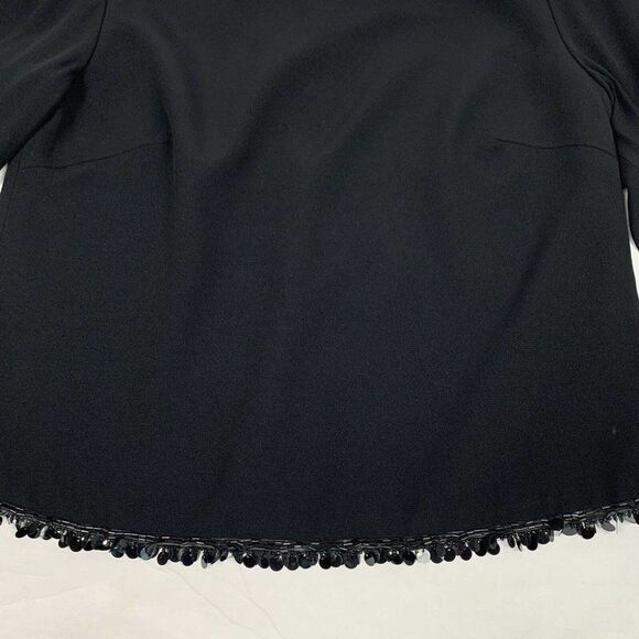 Ann Taylor Black Classic Beaded Hem Back Zipper 3/4 Sleeve Top Blouse Women’s 4 - Picture 6 of 12